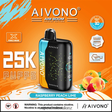 Vape Wholesale Distributor NZ - Aivono AIM BOOM 25000 Raspberry Peach Lime 6L2L2L350