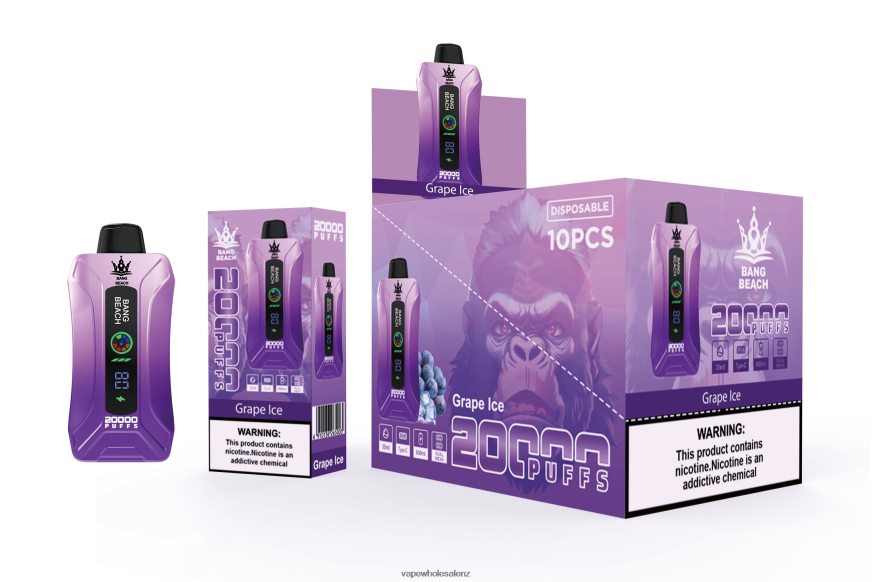 Vape Wholesale Distributor NZ - Bang Beach 20000 Puffs Smart Screen Vape Grape Ice DZ888P10