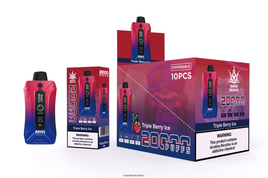 Vape Wholesale Supplier NZ - Bang Beach 20000 Puffs Smart Screen Vape Triple Berry Ice DZ888P8