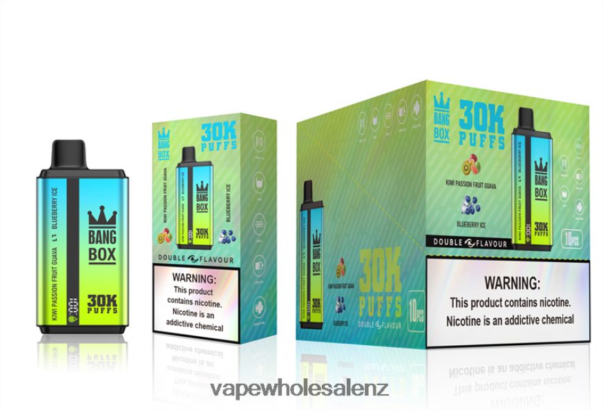 Vape Wholesale NZ - Bang Box 30000 Puffs Dual Flavors Kiwi Passion Fruit Guava & Blueberry Ice DZ888P65