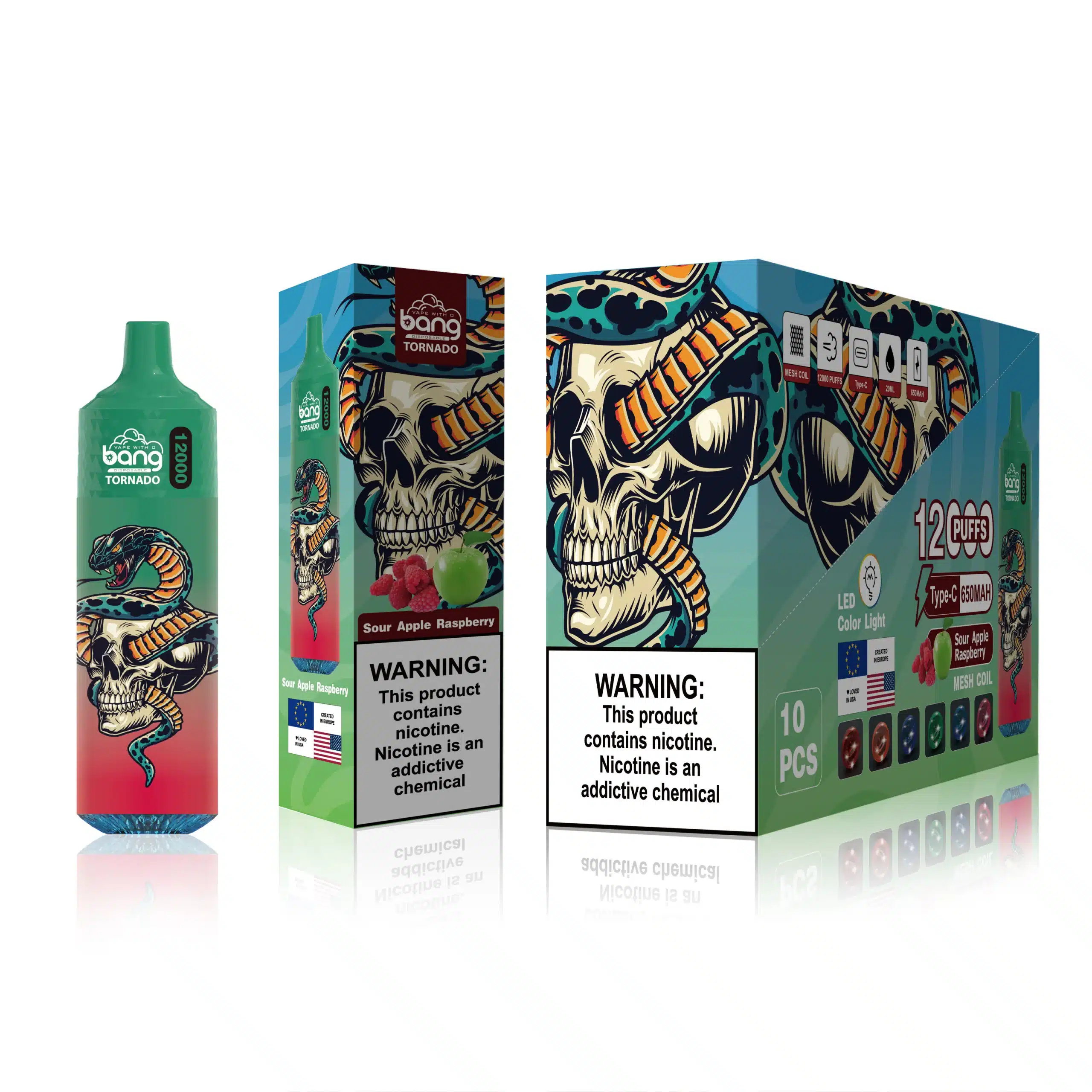 Vape Wholesale Supplier NZ - Sour Apple Raspberry NPP44118 Bang Box 12000 Puffs