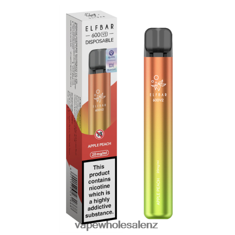 Vape Wholesale Distributor NZ - Apple Peach NPP44270 ELFBAR 600V2 20mg