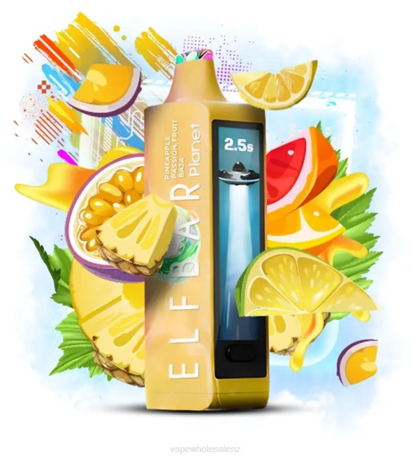Vape Supplies NZ - Pineapple Passion Fruit Baja Elf Bar Planet 25000 HR0J27