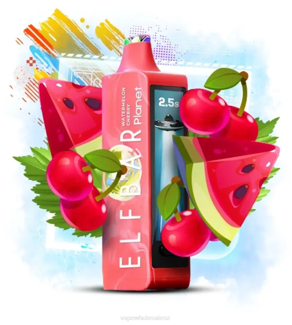 Vape Supplies NZ - Watermelon cherry Elf Bar Planet 25000 HR0J21