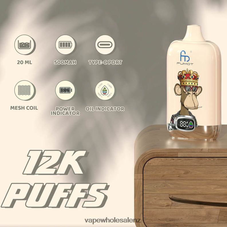 Electronic Cigarette Wholesale Supplier - Disposable NPP444 Fumot Tornado Digital Box 12000