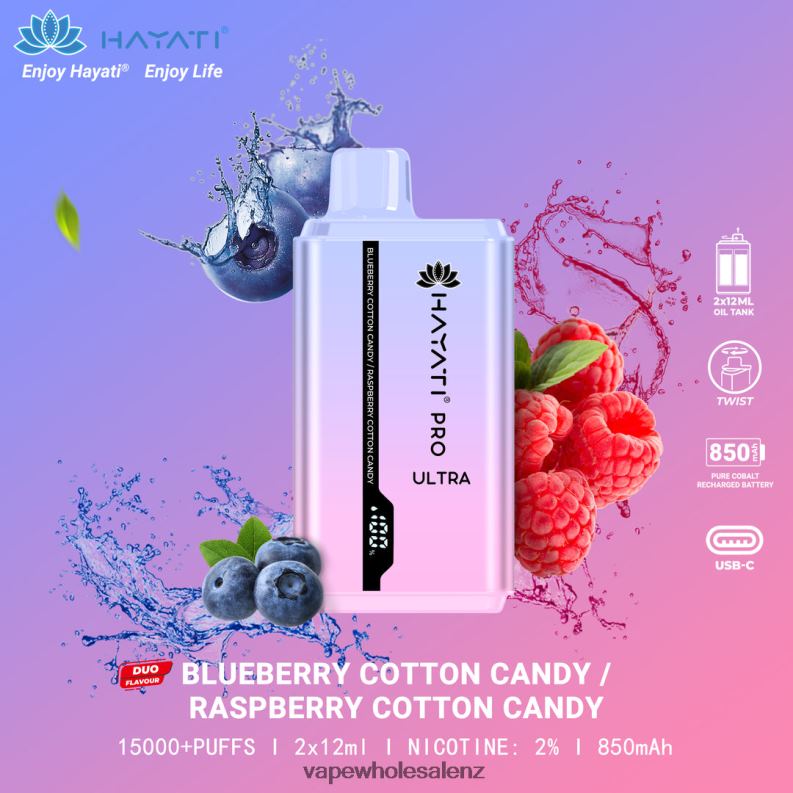 E Cigarettes Wholesale Suppliers - Blueberry Cotton Candy/Raspberry Cotton Candy NPP44225 Hayati Pro Ultra
