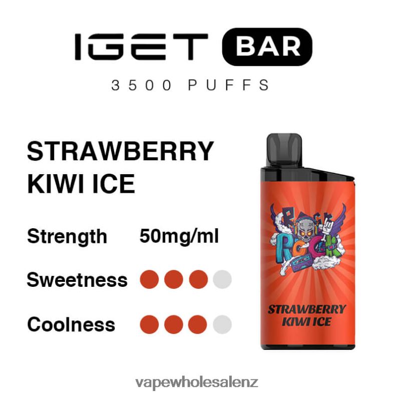 Vape Wholesale Distributor NZ - Strawberry Kiwi Ice NPP4490 IGET BAR 3500 5% NICOTINE