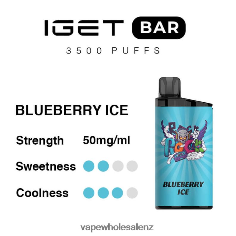 Vape Wholesale Supplier NZ - Blueberry Ice NPP4498 IGET BAR 3500 5% NICOTINE