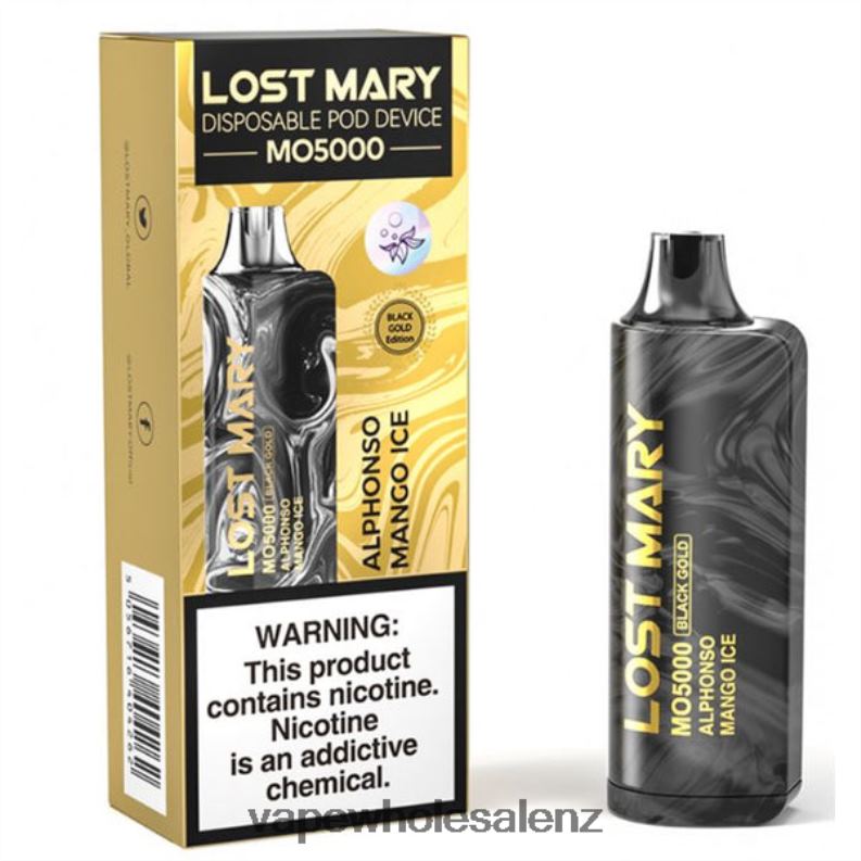 E Cig Wholesale - Alphonso Mango Ice NPP44342 LOST MARY MO5000 Black Gold 10mL