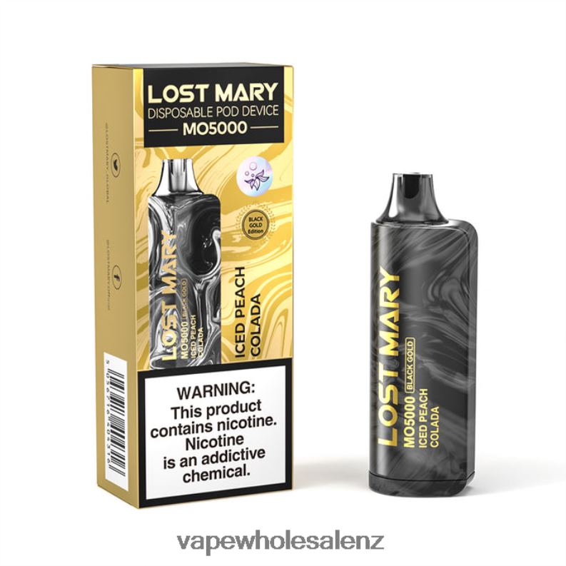 E Cigarettes Wholesale Suppliers - Iced Peach Colada NPP44345 LOST MARY MO5000 Black Gold 10mL