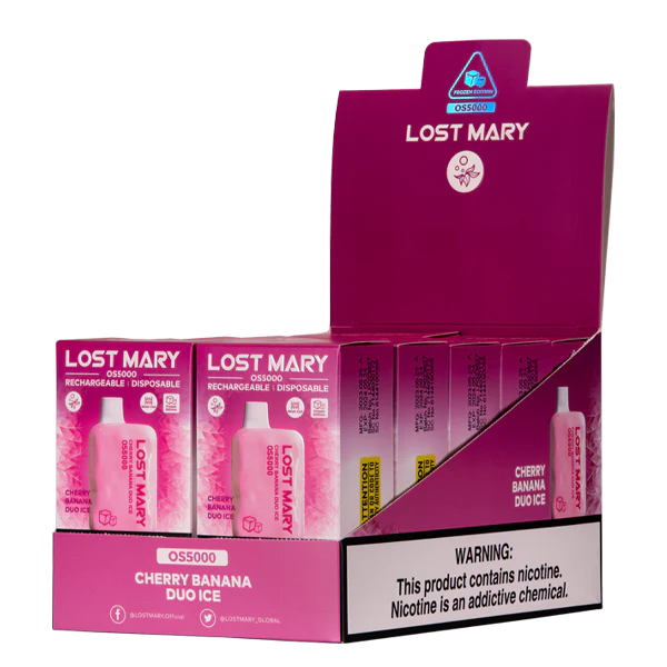 Vape Wholesale Supplier NZ - Cherry Banana Duo Ice NPP44108 LOST MARY OS5000
