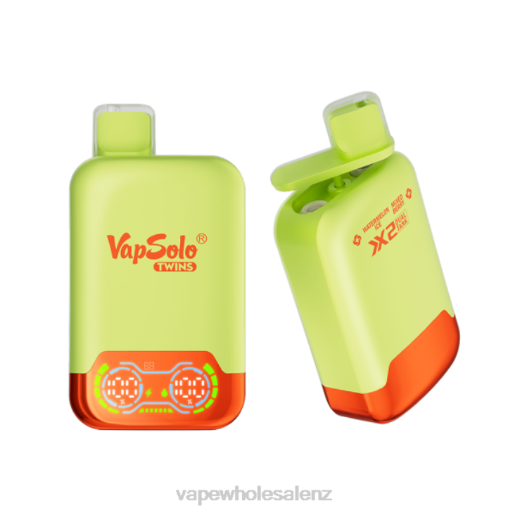Vape Wholesale Supplier NZ - Vapsolo TWINS Disposable Vape Watermelon Ice & Mixed Berry NTV8128