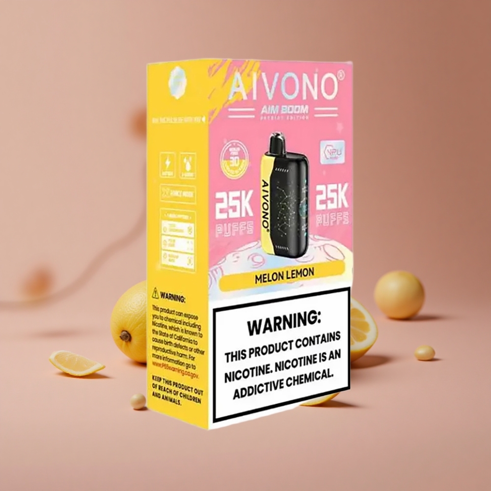 Aivono Aim Boom 25000 Puffs Melon Lemon 28ml E-Liquid Capacity Type-C Charging New Zealand wholesale suppliers