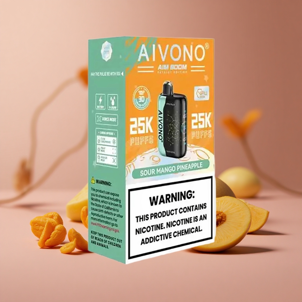 Aivono Aim Boom 25000 Puffs Sour Mango Pineapple 650mAh Battery Type-C Charging New Zealand wholesale suppliers