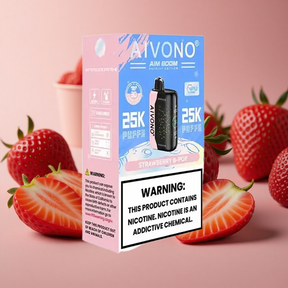 Aivono Aim Boom 25000 Puffs Strawberry B Pop 28ml E-Liquid 650mAh Battery New Zealand wholesale suppliers