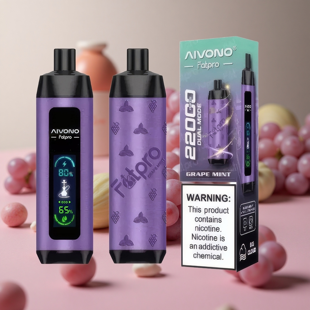 Aivono Aim Fatpro 22000 Puffs Grape Mint 28ml E-liquid 600mAh Rechargeable New Zealand wholesale suppliers