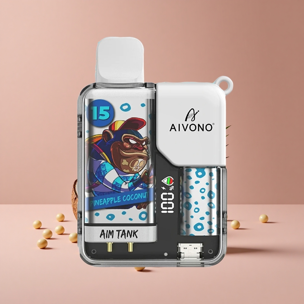 Aivono AIM-TANK 9500 Puffs 18ml E-liquid Capacity 1.2ohm Mesh Coil Pineapple Coconut New Zealand wholesale suppliers