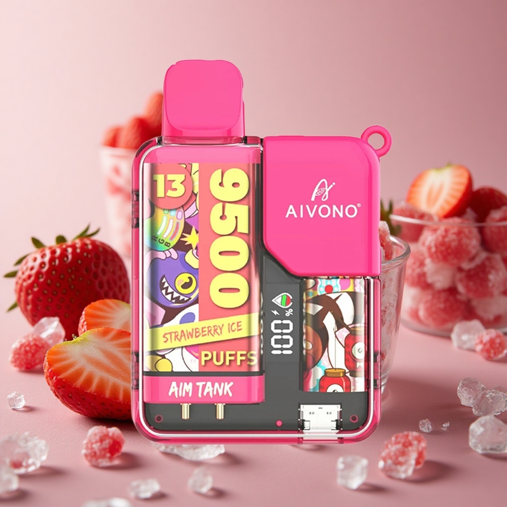 Aivono AIM-TANK 9500 Puffs 18ml E-liquid Capacity 1.2ohm Mesh Coil Strawberry Ice New Zealand wholesale suppliers