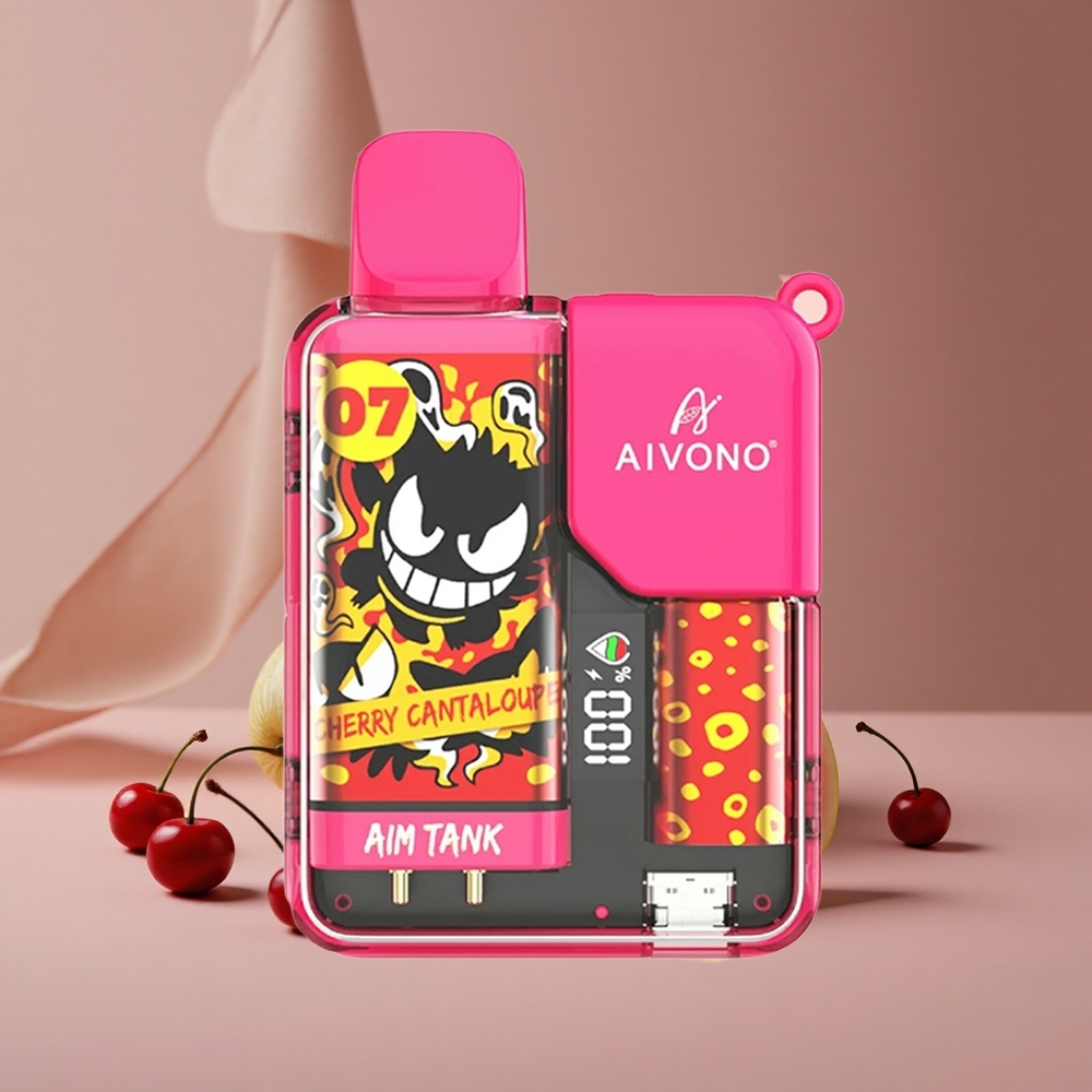 Aivono AIM-TANK 9500 Puffs Cherry Cantaloupe 18ml E-liquid Capacity 650mAh Battery New Zealand wholesale suppliers