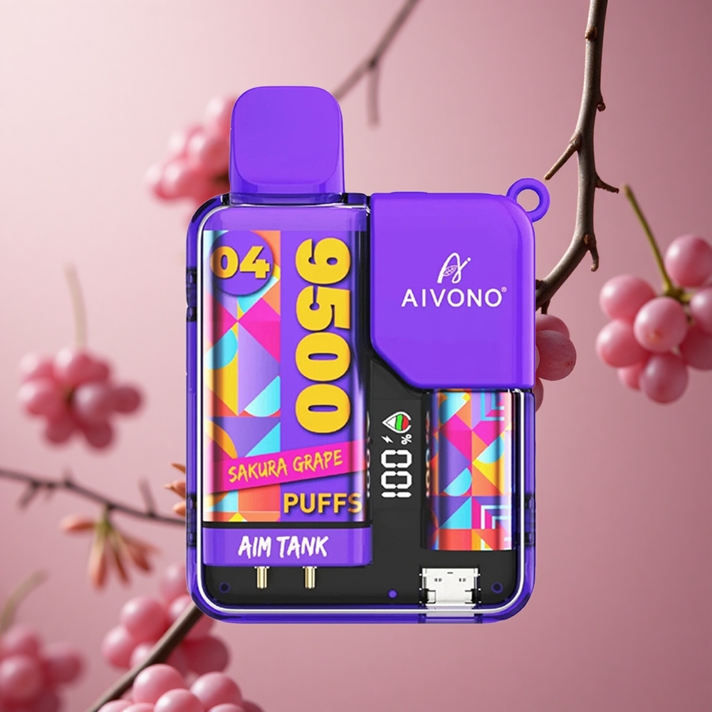 Aivono AIM-TANK 9500 Puffs Sakura Grape 18ml E-liquid Capacity 650mAh Battery New Zealand wholesale suppliers