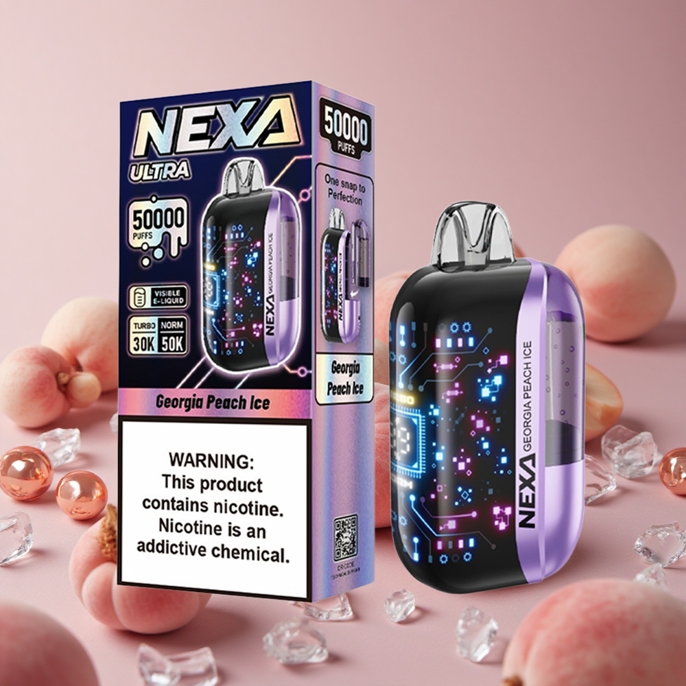 NEXA Ultra 50000 Puffs Georgia Peach Ice 800mah Battery Capacity 0.9ohm Dual Mesh Coils New Zealand wholesale suppliers