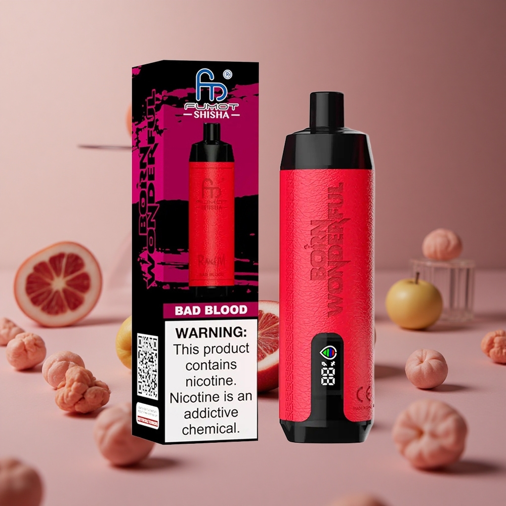 RandM Fumot Shisha 10000 Puffs Bad Blood 18ml Prefilled e-liquid 0.5% Nicotine Content New Zealand wholesale suppliers