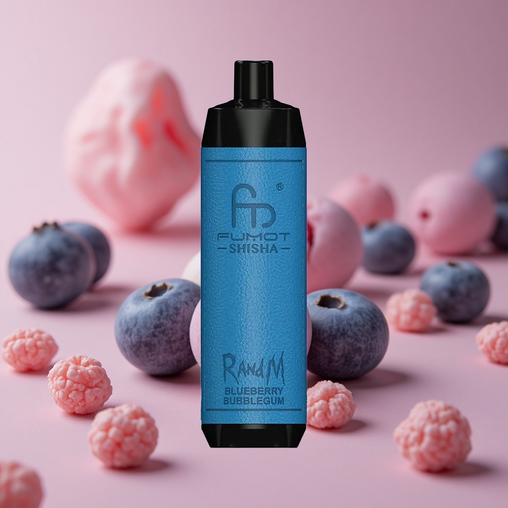 RandM Fumot Shisha 10000 Puffs Blueberry Bubblegum Disposable Vape 18ml Prefilled e-liquid 0.5% Nicotine Content New Zealand wholesale suppliers