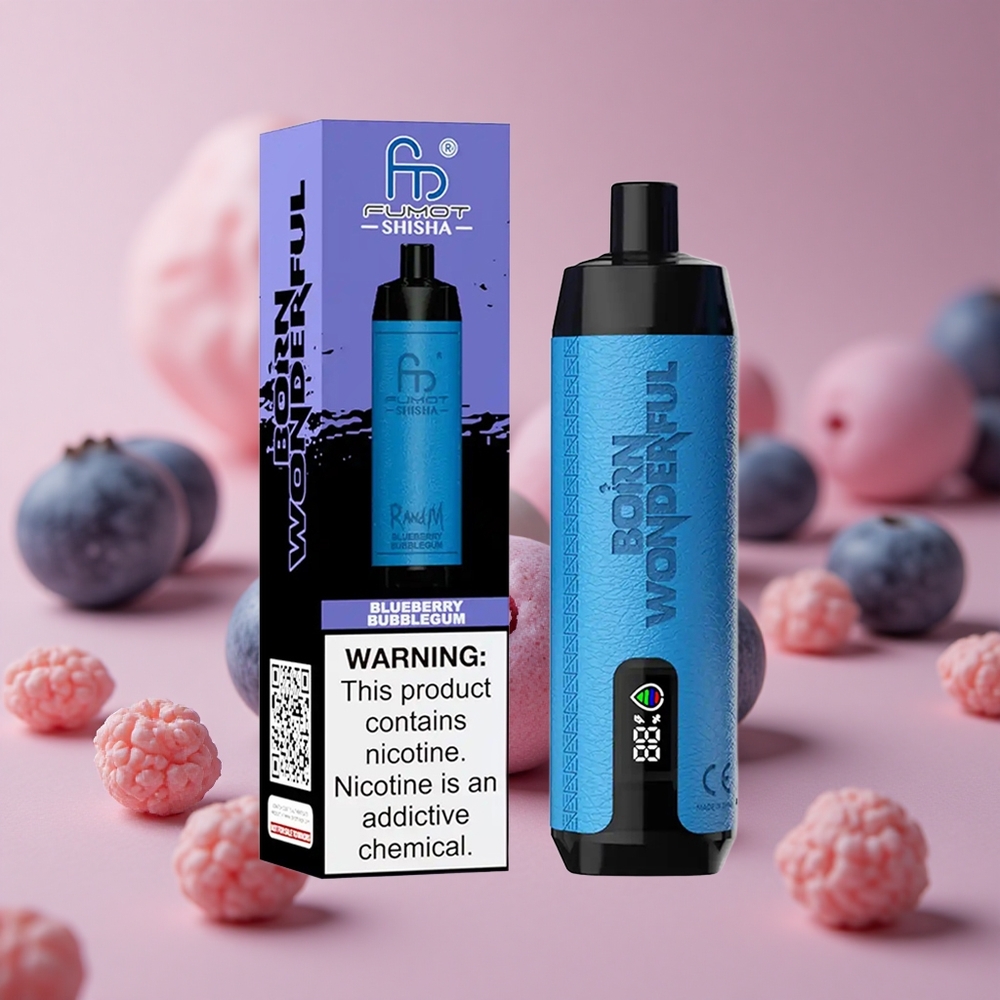 RandM Fumot Shisha 10000 Puffs Blueberry Bubblegum Disposable Vape 18ml Prefilled e-liquid 0.5% Nicotine Content New Zealand wholesale suppliers