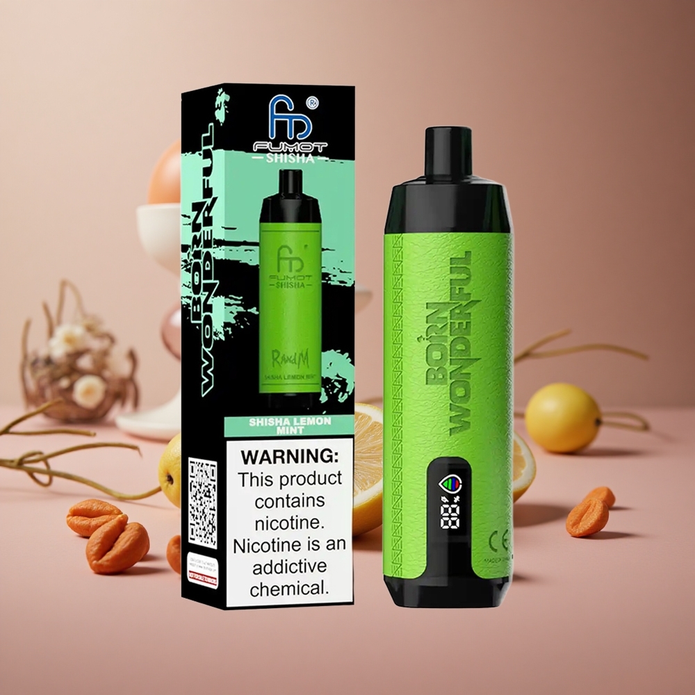 RandM Fumot Shisha 10000 Puffs Lemon Mint 18ml Prefilled e-liquid 0.5% Nicotine Content New Zealand wholesale suppliers
