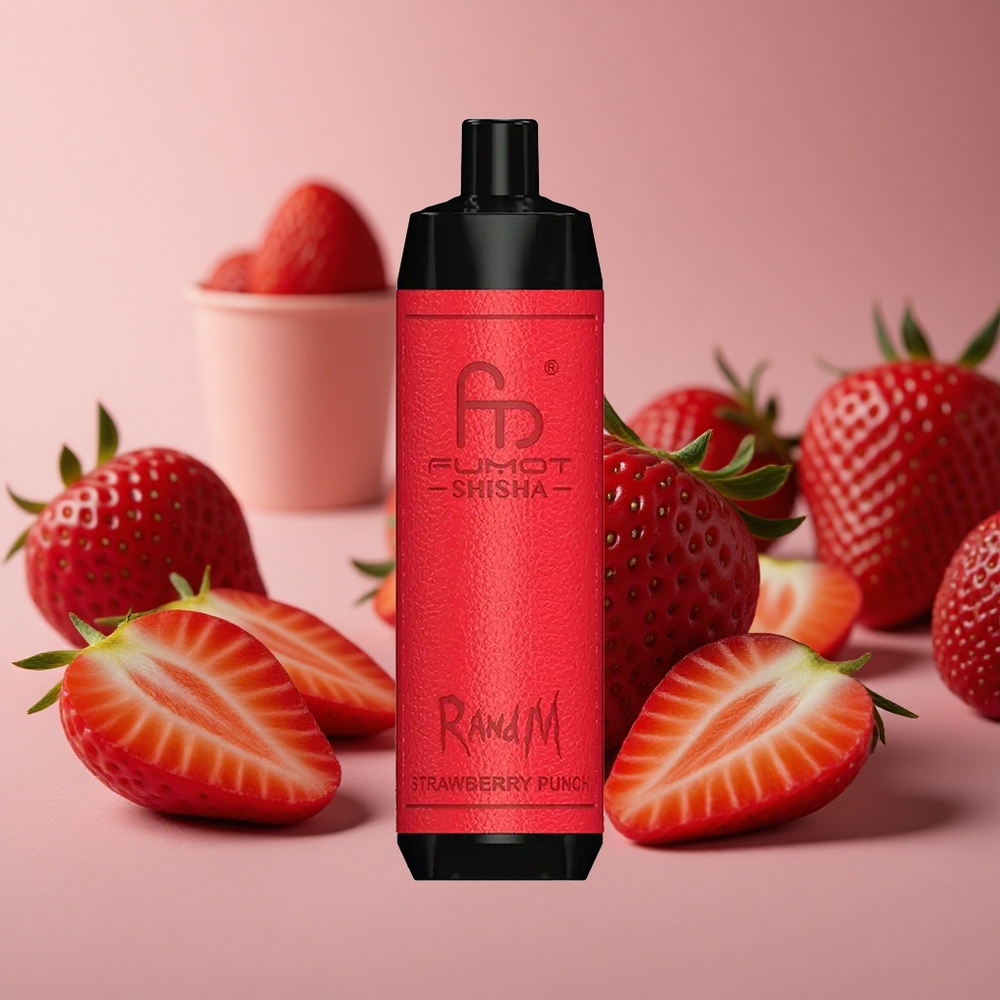 RandM Fumot Shisha 10000 Puffs Strawberry Punch 18ml Prefilled e-liquid 0.5% Nicotine Content New Zealand wholesale suppliers