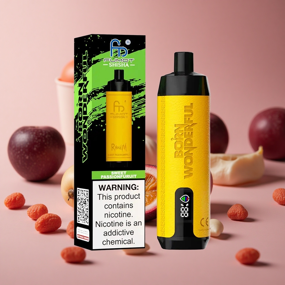 RandM Fumot Shisha 10000 Puffs Sweet Passion Fruit 18ml Prefilled e-liquid 0.5% Nicotine Content New Zealand wholesale suppliers