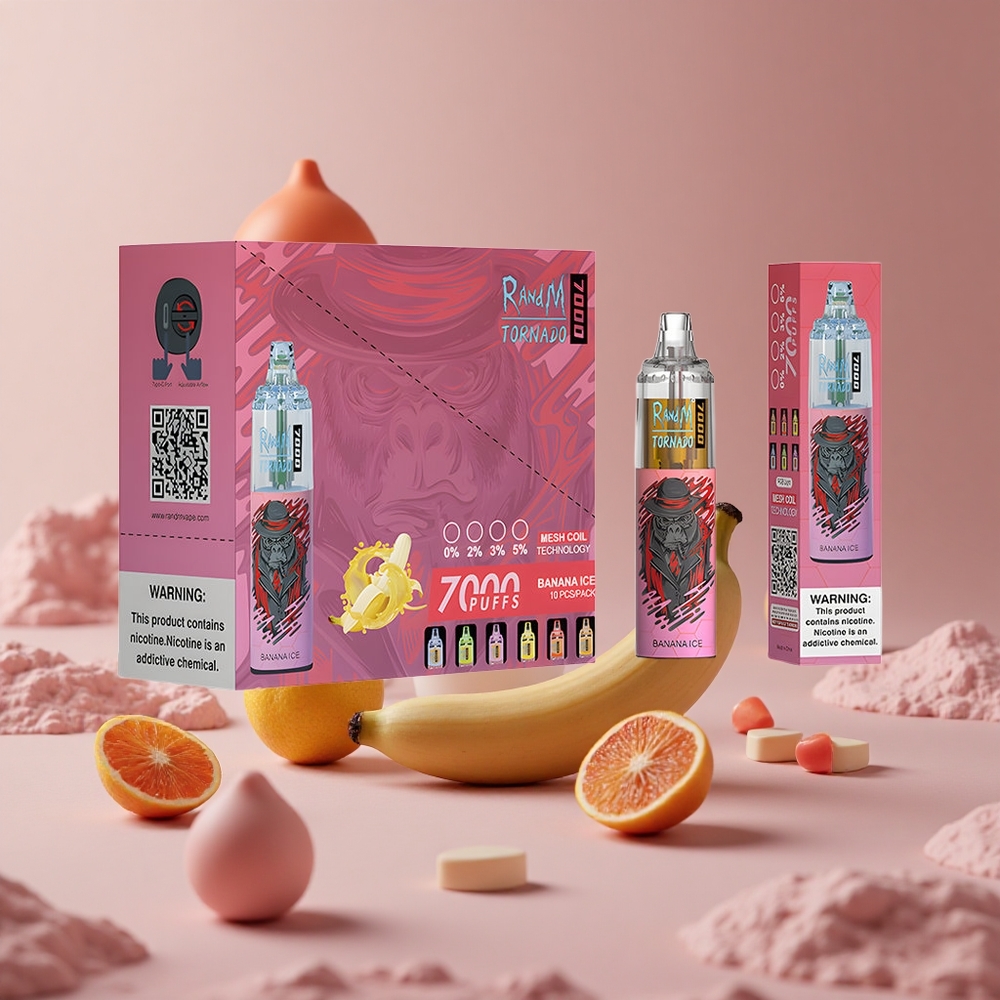 RandM Fumot Tornado 7000 Puffs Banana Ice Disposable Vape with Mesh Coil and Type-C Port New Zealand wholesale suppliers