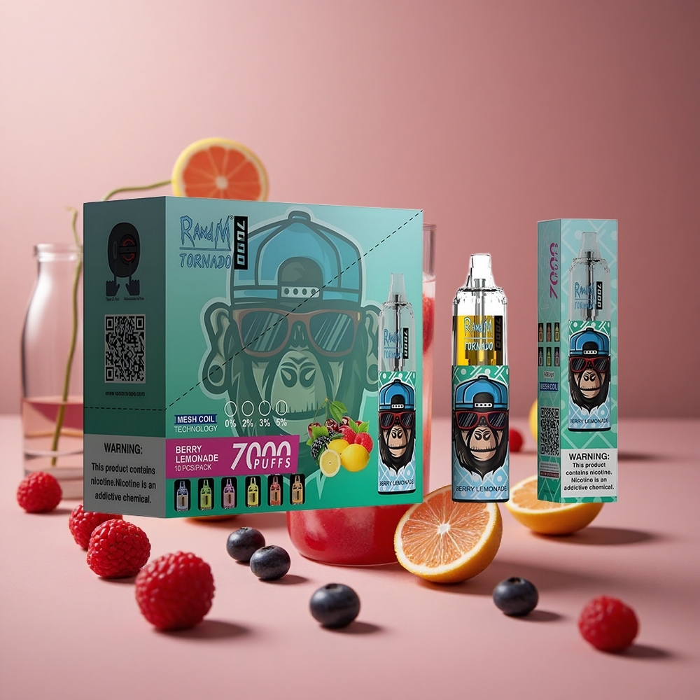 RandM Fumot Tornado 7000 Puffs Berry Lemonade Disposable Vape with Mesh Coil and Type-C Port New Zealand wholesale suppliers