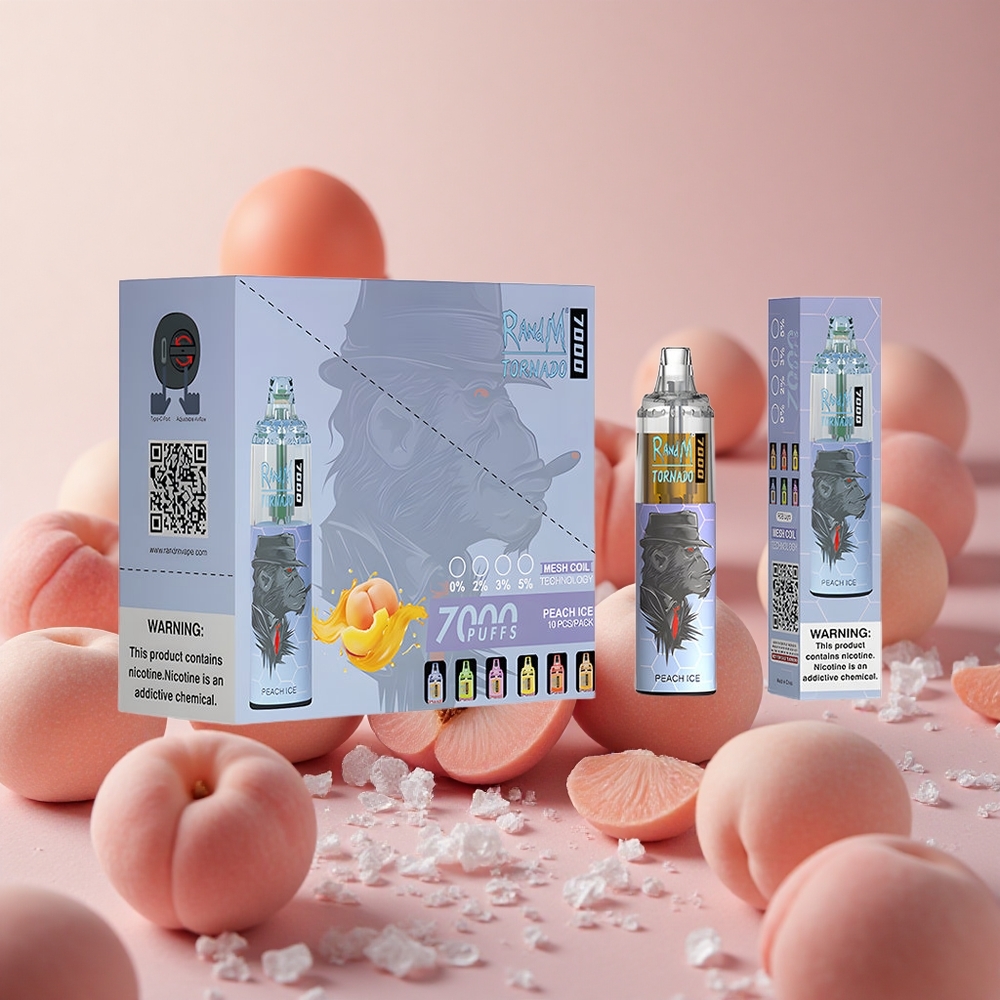 RandM Fumot Tornado 7000 Puffs Peach Ice 14 ML E-liquid Mesh Coil New Zealand wholesale suppliers