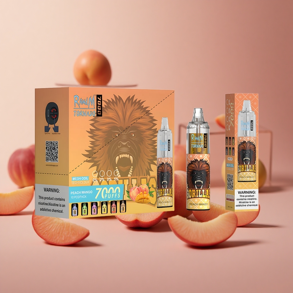 RandM Fumot Tornado 7000 Puffs Peach Mango 14 ML E-liquid Air-Adjustable New Zealand wholesale suppliers