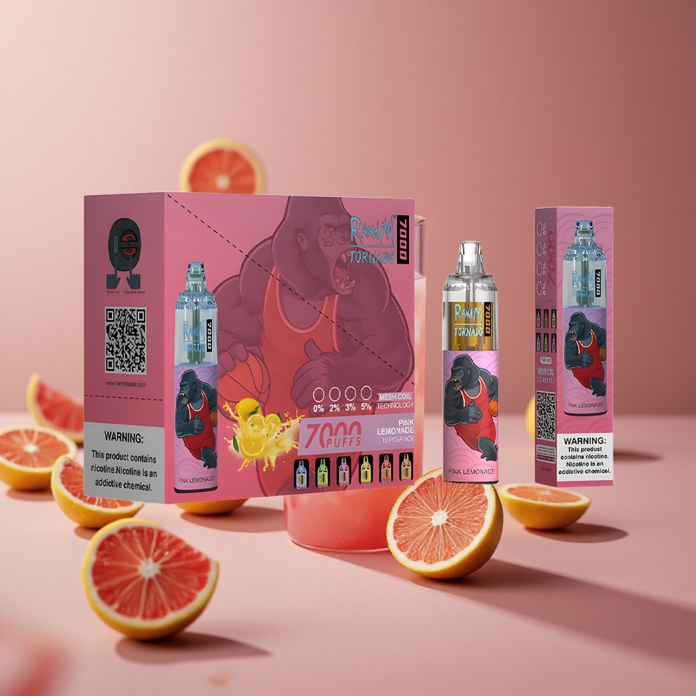 RandM Fumot Tornado 7000 Puffs Pink Lemonade 14 ML E-liquid Air-Adjustable New Zealand wholesale suppliers