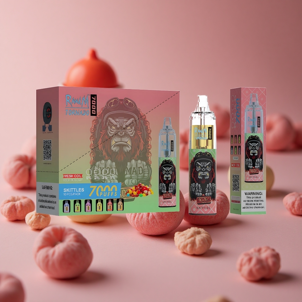 RandM Fumot Tornado 7000 Puffs Skittles Disposable Vape with Mesh Coil and Air-Adjustable New Zealand wholesale suppliers