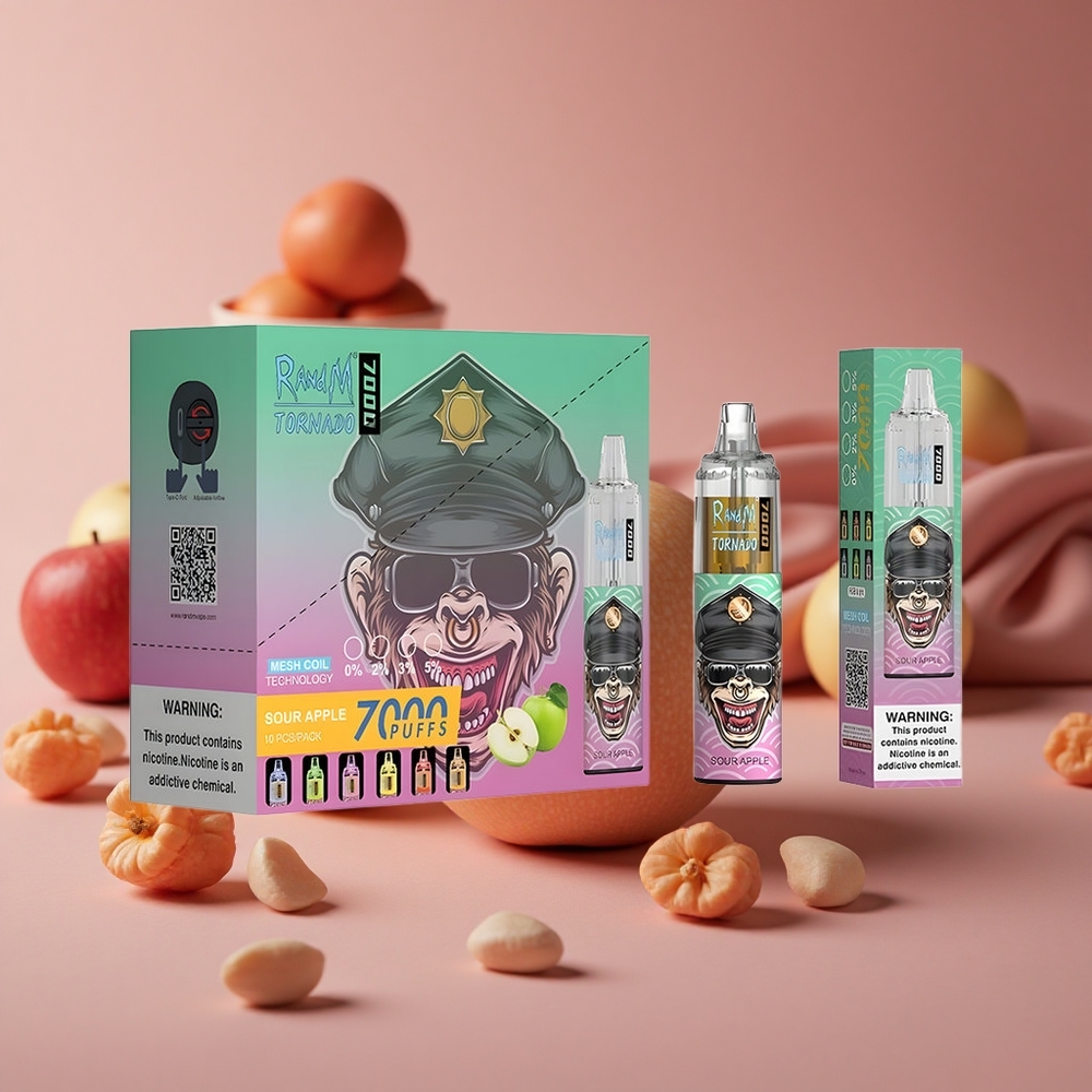 RandM Fumot Tornado 7000 Puffs Sour Apple Disposable Vape with Mesh Coil and Air-Adjustable New Zealand wholesale suppliers