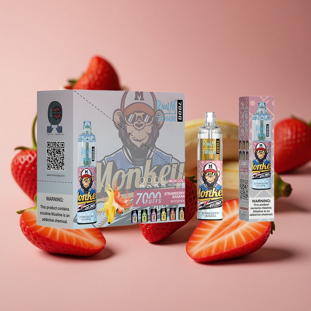RandM Fumot Tornado 7000 Puffs Strawberry Banana 850 MAH Battery Air-Adjustable New Zealand wholesale suppliers