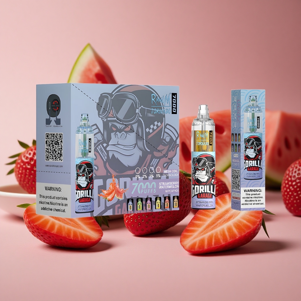 RandM Fumot Tornado 7000 Puffs Strawberry Watermelon Disposable Vape with Mesh Coil and Type-C Port New Zealand wholesale suppliers