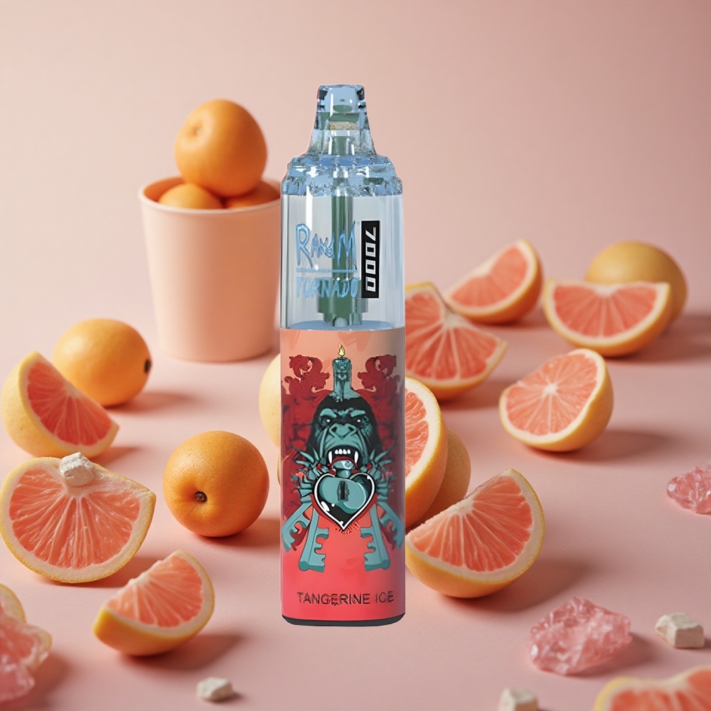 RandM Fumot Tornado 7000 Puffs Tangerine Ice Disposable Vape with Mesh Coil and Air-Adjustable New Zealand wholesale suppliers