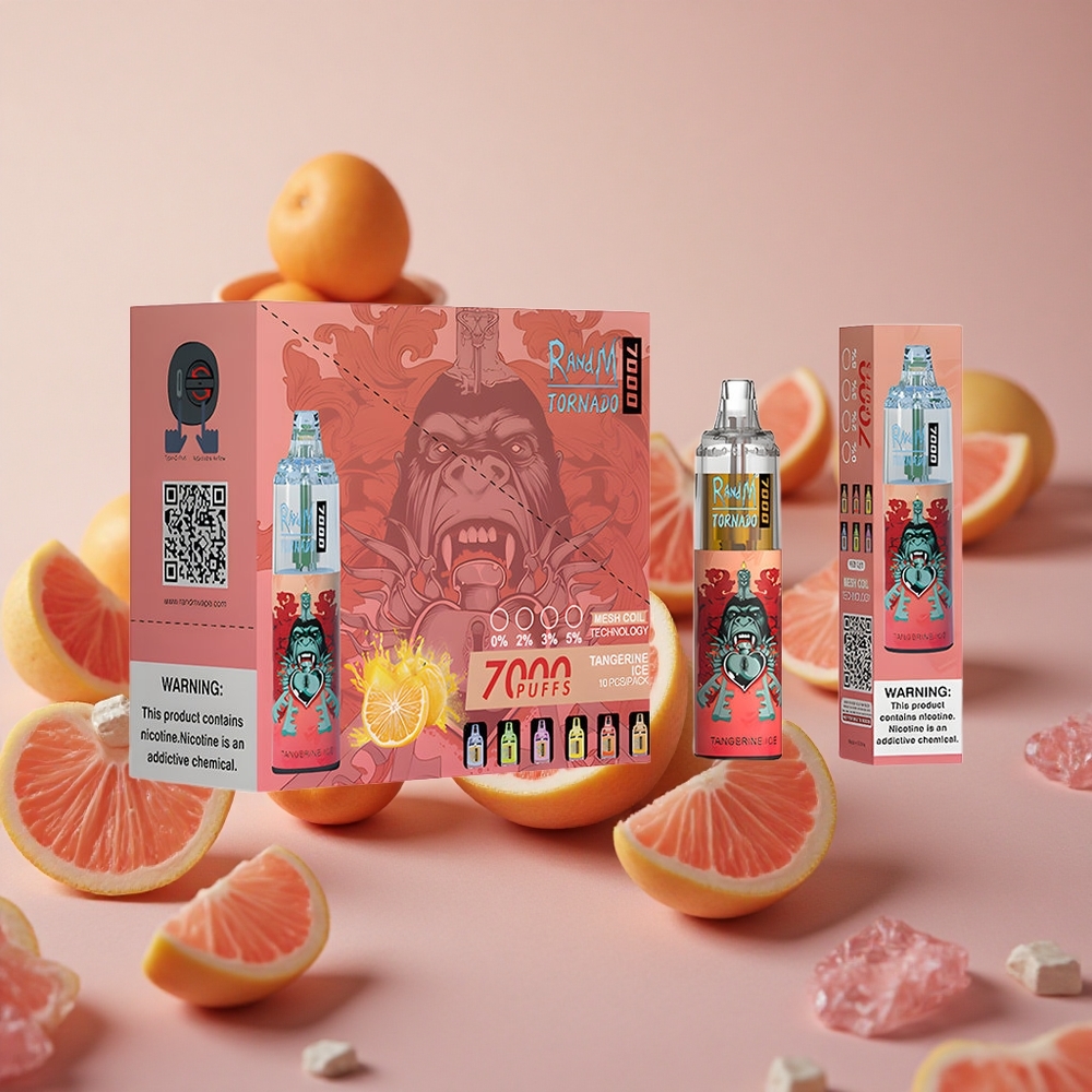 RandM Fumot Tornado 7000 Puffs Tangerine Ice Disposable Vape with Mesh Coil and Air-Adjustable New Zealand wholesale suppliers