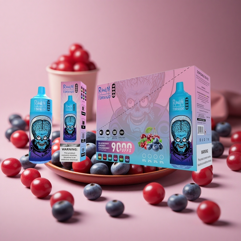 RandM Fumot Tornado 9000 Puffs Blueberry Cherry Cranberry Mesh Coil 18 mL New Zealand wholesale suppliers