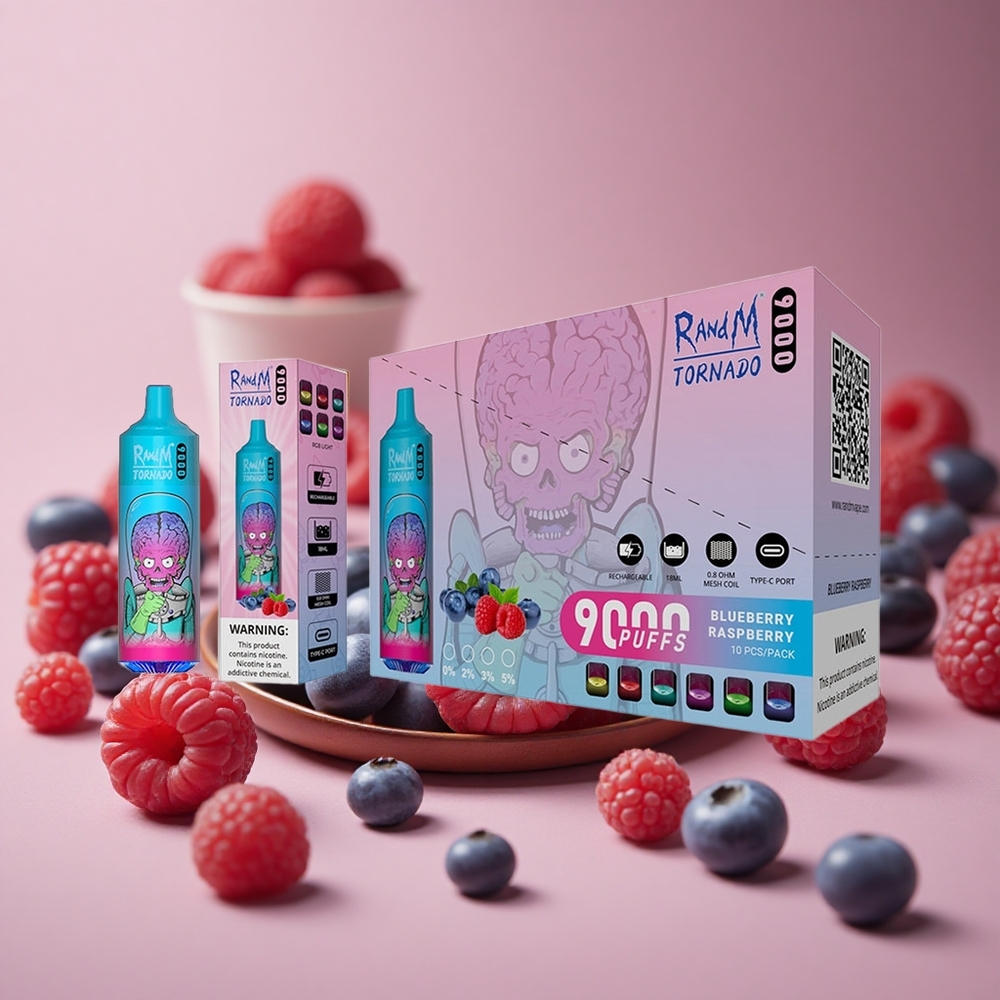 RandM Fumot Tornado 9000 Puffs Blueberry Raspberry 18 mL Mesh Coil New Zealand wholesale suppliers