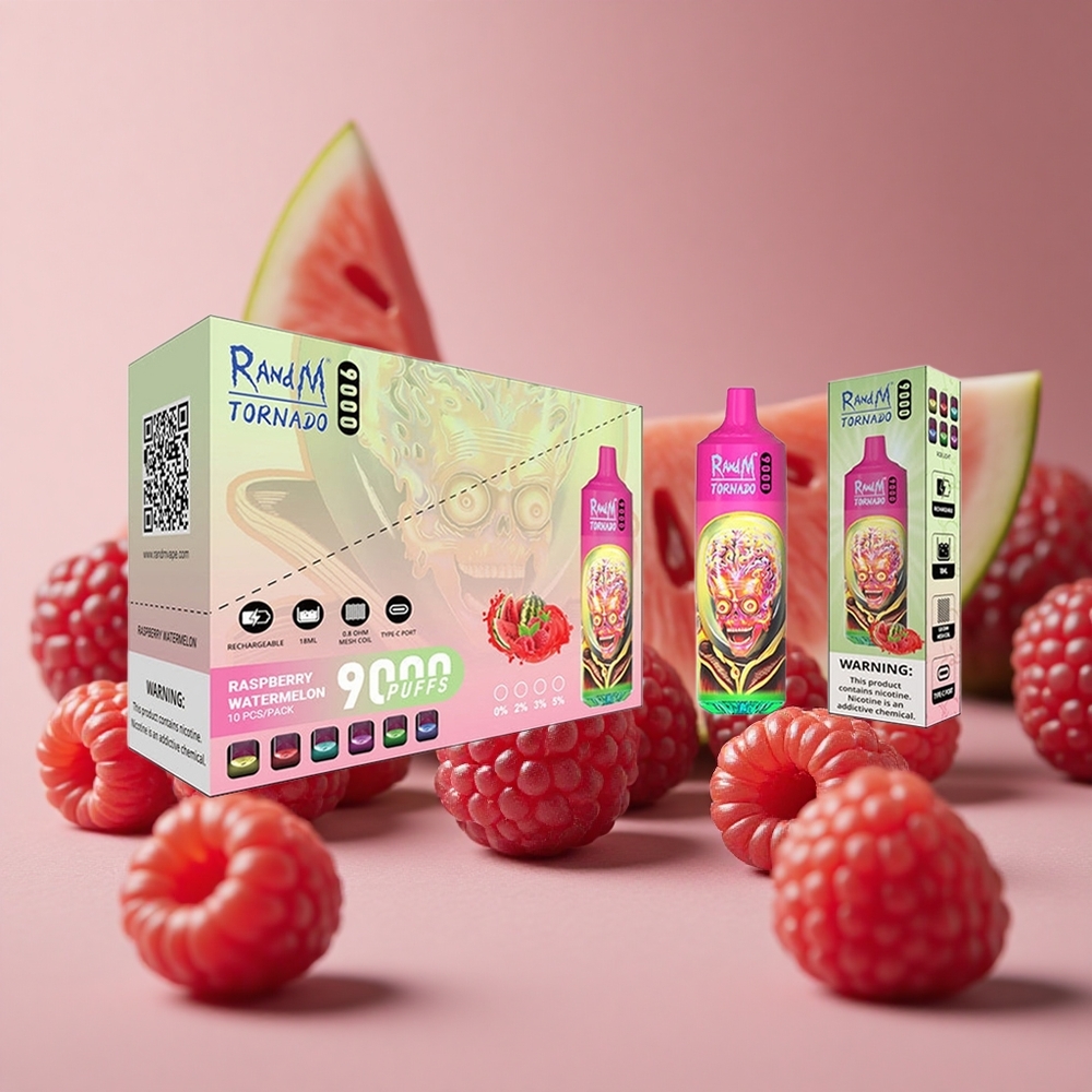 RandM Fumot Tornado 9000 Puffs Raspberry Watermelon Mesh Coil New Zealand wholesale suppliers