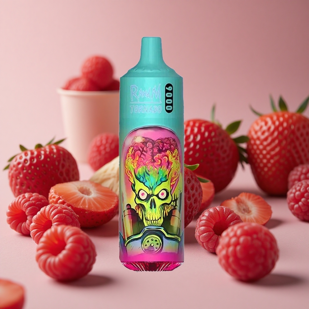 RandM Fumot Tornado 9000 Puffs Strawberry Raspberry 18 mL E-liquid Capacity Mesh Coil New Zealand wholesale suppliers