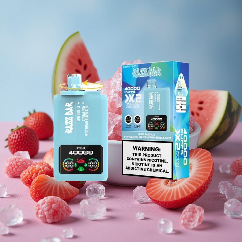 Razz Bar 40000 Puffs Blue Razz Ice-Strawberry Watermelon Bubble Gum Power Screen Display Type-C Port New Zealand wholesale suppliers