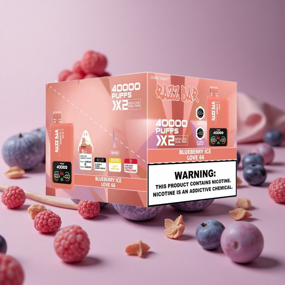Razz Bar 40000 Puffs Blueberry Ice Power Screen Display Type-C Port New Zealand wholesale suppliers