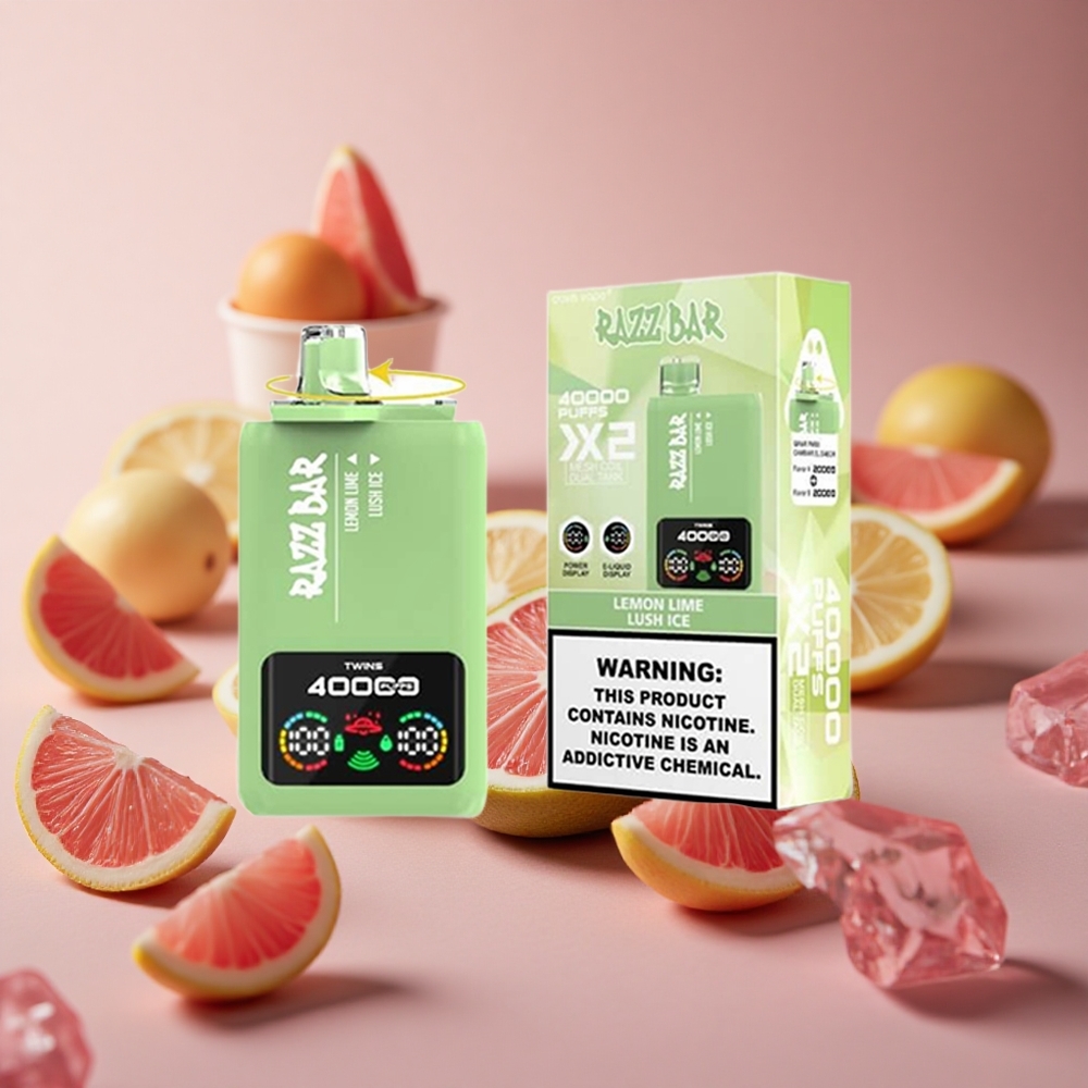 Razz Bar 40000 Puffs Lemon Lime_Lush Ice Power Screen Display Type-C Port New Zealand wholesale suppliers