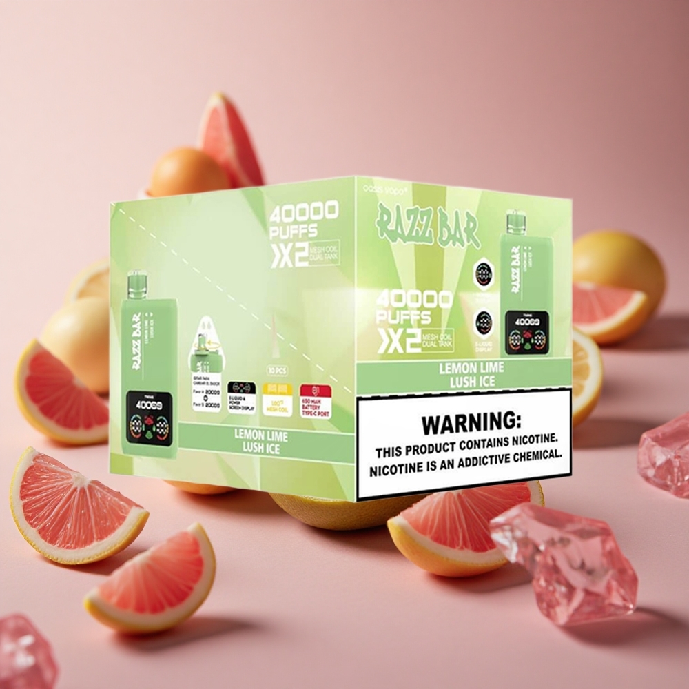 Razz Bar 40000 Puffs Lemon Lime_Lush Ice Power Screen Display Type-C Port New Zealand wholesale suppliers